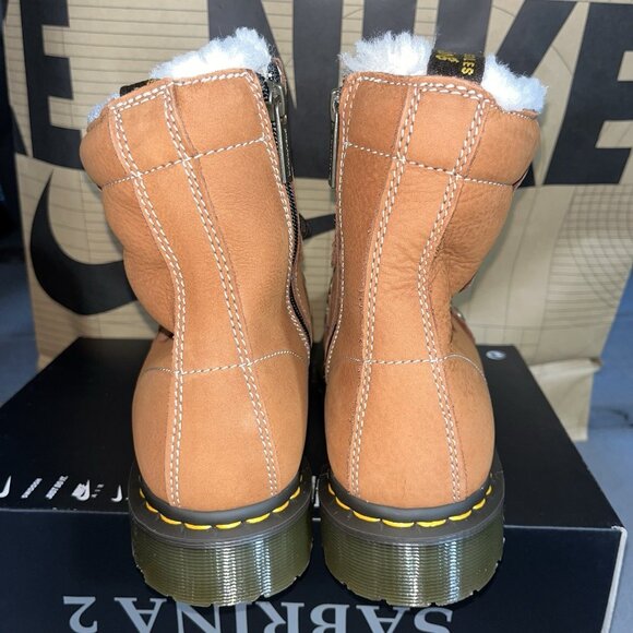 NEW Dr Martens 1460 Lace to Toe Fur Lined Buttersoft Lace Up Boots Brown Size 10 - Picture 4 of 6